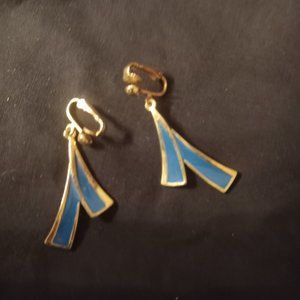 Blue Enamel Clip-on Earrings